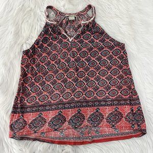 Lucky Brand Womens v neck Geo pattern sleeveless top size small